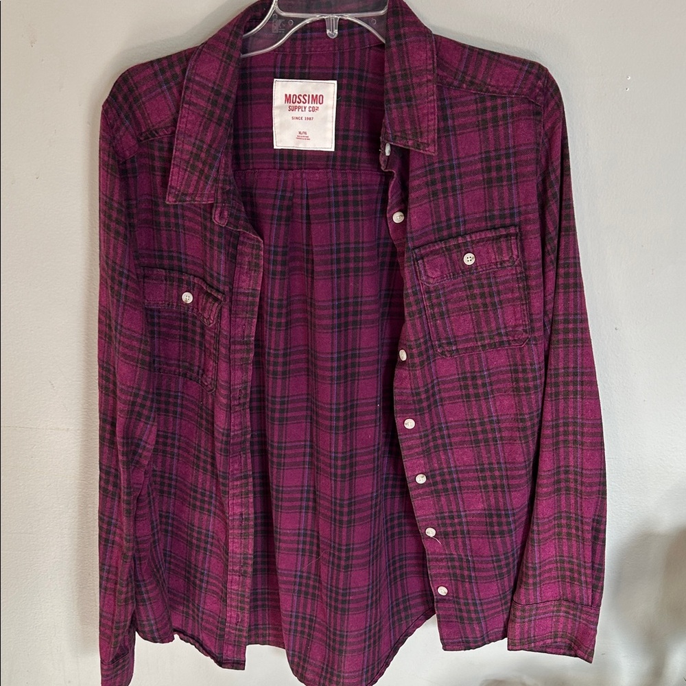 Mossimo Supply Co. Purple and Black Plaid Shirt